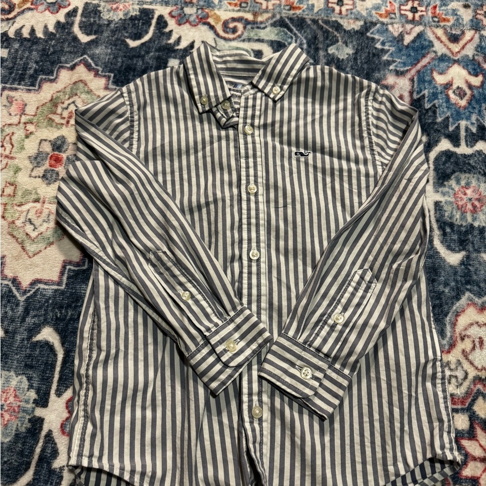 Vineyard Vines Navy and White Striped Shirt